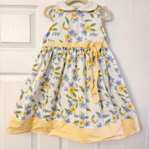 B.T. Kids Vintage Floral Blue and Yellow Dress Size 6